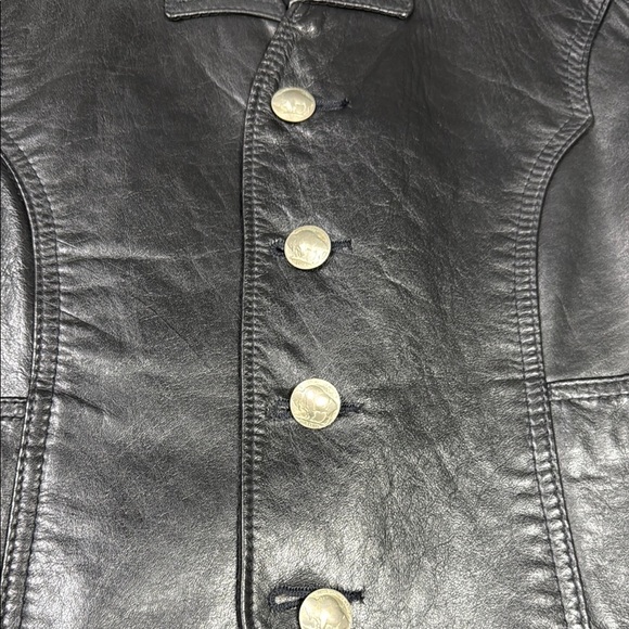 PIONEER WEAR Vintage Black Leather Vest Tailored Fit - Picture 4 of 4